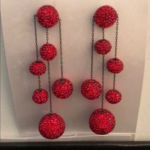 JCM RED HOT HANDSET CRYSTAL MULTI BALL EARRINGS